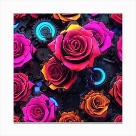 Roses With Gears Canvas Print