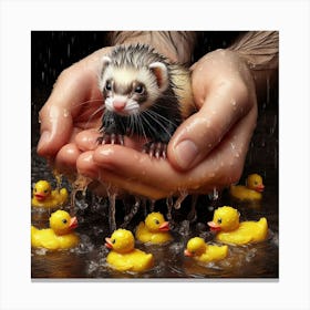 Ferret In The Rain 3 Canvas Print