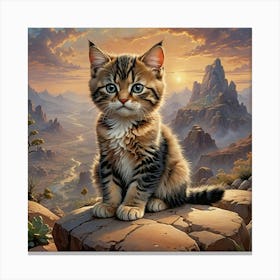 Kitten In The Sunset Canvas Print