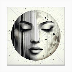 Women in Circle - Abstract Line Art Illustration 189 Canvas Print