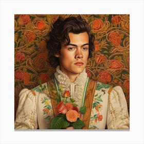 Harry Styles Kitsch Portait 3 Square Canvas Print