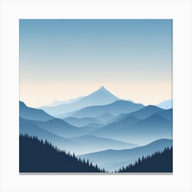 Misty mountains background in blue tone 1 Canvas Print