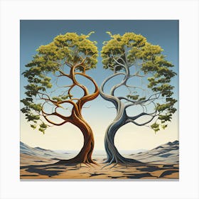Two Trees In The Desert Canvas Print
