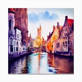 Bruges Canal Painting Canvas Print