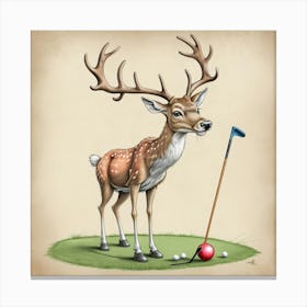 Deer On Golf Course Canvas Print