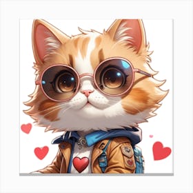 Cute Cat With Sunglasses Canvas Print