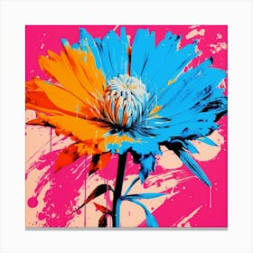 Andy Warhol Style Pop Art Flowers Cornflower 2 Square Canvas Print