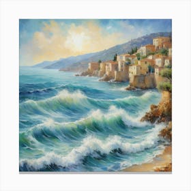 Impressionist Waves Mediterranean Whispers Art Print 1 Canvas Print