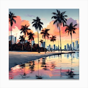 Sunset In Miami, 1314 Canvas Print