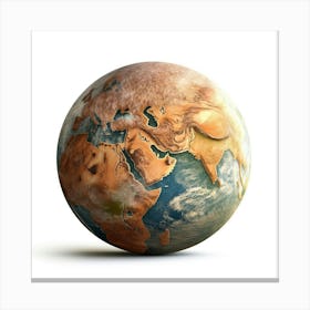 Earth Globe Isolated On White Background Canvas Print