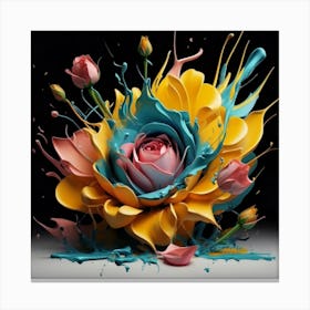 Abstract Painting splash flowers spring 1 Canvas Print