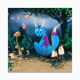 Fantasy Creatures In The Wood Canvas Print