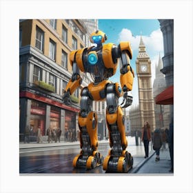 Robot In London 25 Canvas Print