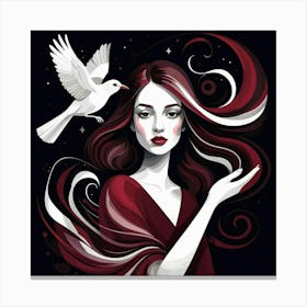 Dove With Red Hair Canvas Print