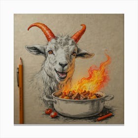 Goat On Fire 3 Canvas Print