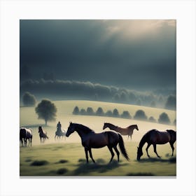 Horses In A Field 21 Canvas Print