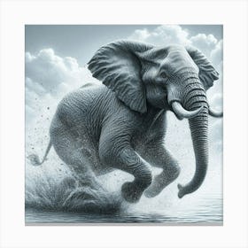 Elephant Running Canvas Print 1 Toile