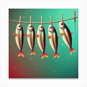 Sardines Hanging on a clothesline Canvas Print