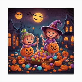 Halloween Pumpkins And Babies Canvas Print