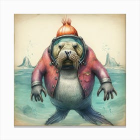 Seal In A Diving Suit Canvas Print