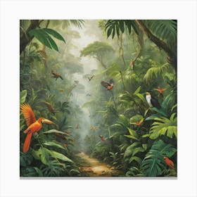 Tropical Jungle Art Print Paintings 3 Canvas Print