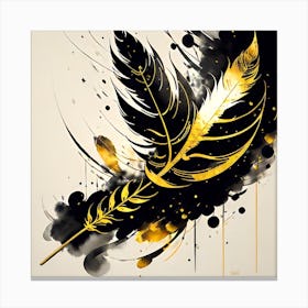 Gold Feather Painting Canvas Print