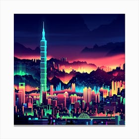 Cityscape Building Painting 3d City Illustration Canvas Print