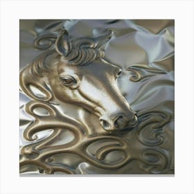 Horse Foil Embossed Art Super Realistic Chrome Canvas Print