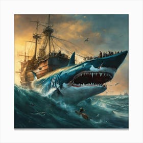 Concept Art Of A Megalodon Full Of Scars (1) Canvas Print