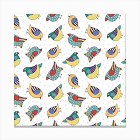 Seamless Pattern With Hand Drawn Bird Black Canvas Print