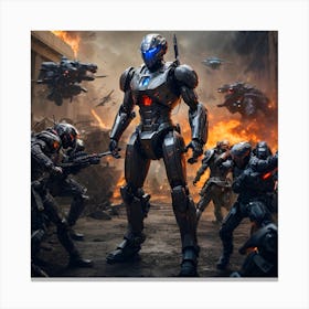 Futuristic Robot War 3 Canvas Print