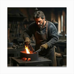 Blacksmith At Work Canvas Print