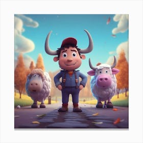 Boy And His Animals Canvas Print