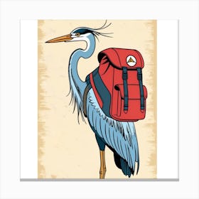 Blue Heron With Backpack Canvas Print