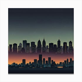 City Skyline At Night Canvas Print