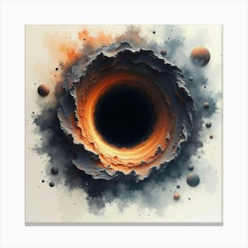 A Watercolor Black Hole Surrounded By Swirling Space Dust And Debris 1 Canvas Print