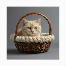 Cat In A Basket 4 Canvas Print