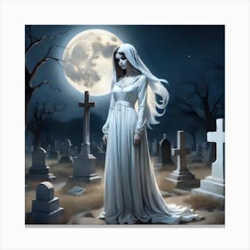 Woman In A Graveyard Canvas Print