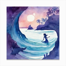Mermaid In The Ocean Canvas Print
