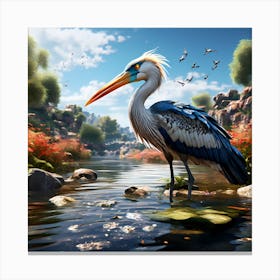 Bird In The Water Canvas Print