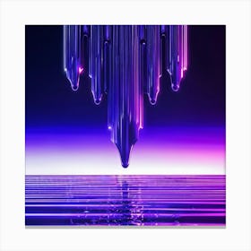 A Futuristic 1980s Poster Adorned With Iridescent Purple And Violet Waves Cascading Dynamically Dow (4) Canvas Print