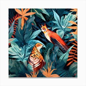 Colorful Birds In The Jungle 1 Canvas Print