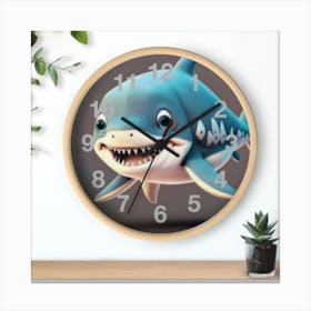 Shark Wall Clock 1 Canvas Print