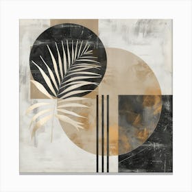 Botanical Geometry: Abstract Palm Leaf in Monochrome Harmony Canvas Print