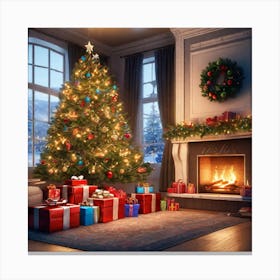 Christmas Tree In The Living Room 119 Canvas Print