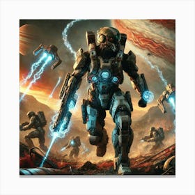 A Sci Fi Depiction Of Shocktrooper Exosuits, Heavi Canvas Print