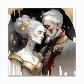 Man And A Woman Monochromatic Watercolor Canvas Print