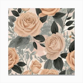 Pink Roses Seamless Pattern Canvas Print