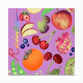 Rainbow Array Of Foods Square Canvas Print