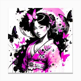 Asian Girl With Butterflies 8 Canvas Print